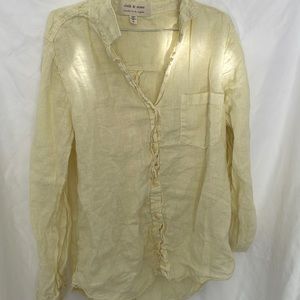 100% linen yellow blouse size M used good condition